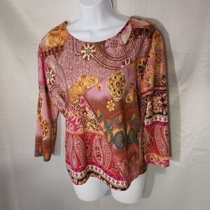 Women's Caia Beautiful Multicolored Unique Pullover Top SizeL